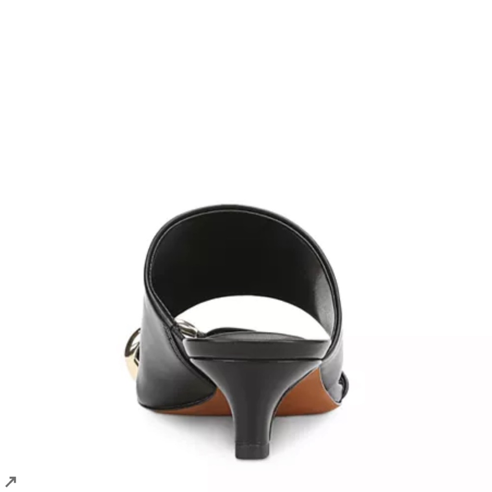 Vince Suzie Almond Toe Kitten Heel Sandals Mule Black Leather 38.5 - Picture 3 of 11